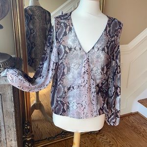 South moon under snake print blouse